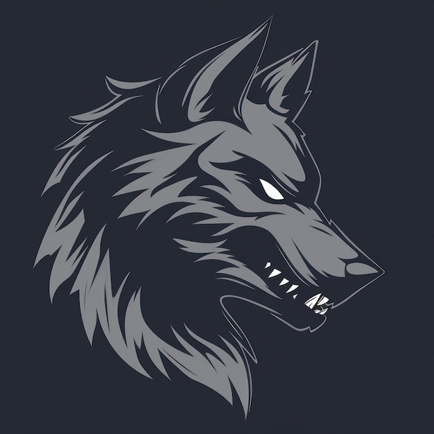 Ilustración del logotipo de un lobo Icono del emblema del lobo Impresión logotipográfica