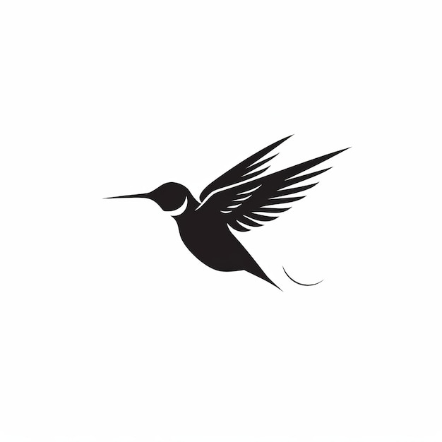 Ilustración del logotipo minimalista moderno de un vector negro de colibríes.