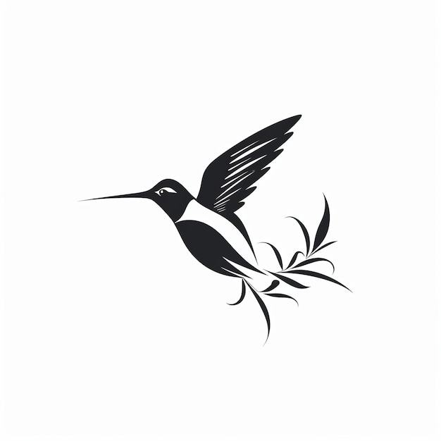 Ilustración del logotipo minimalista moderno de un vector negro de colibríes