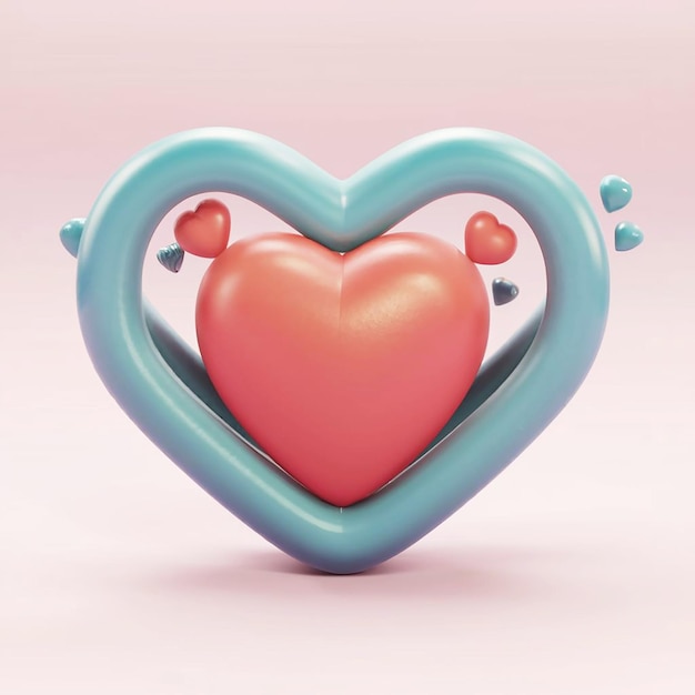 Ilustración del logotipo de renderizado en 3D del corazón Fondo rosado renderizado en 4D Generativo por Ai