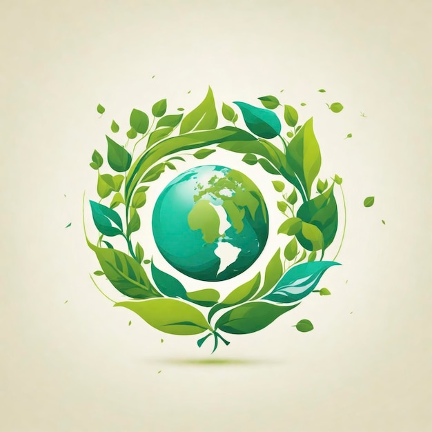 Ilustración de logotipo vectorial ecológico de diseño plano