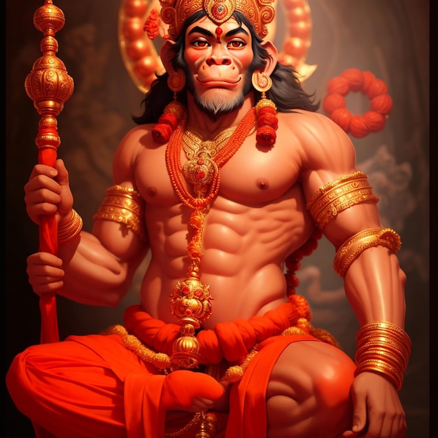 Foto una ilustración de lord hanuman enojado