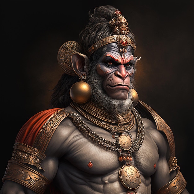 Ilustración de lord hanuman sobre fondo abstracto para hanuman Generative AI