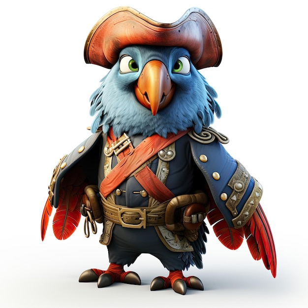 Foto ilustración del loro pirata en la aventura de la isla