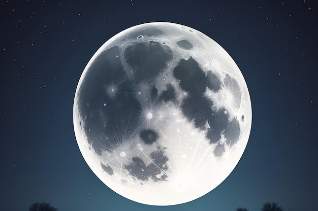 Ilustración de luna llena gris de vector libre sobre fondo nocturno