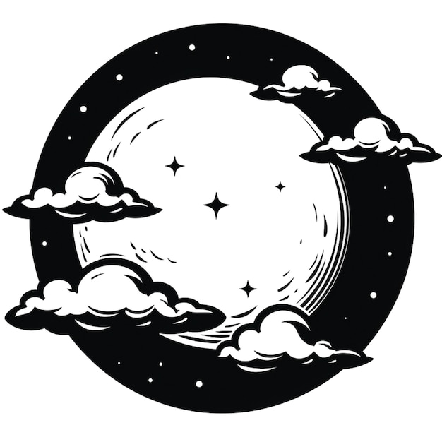 ilustración de la luna y las nubes