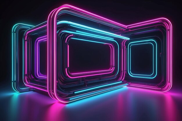 Ilustración de luz de neón 3D Diseño de espectro de ciencia ficción moderno