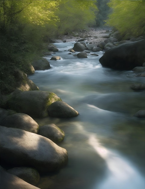 ilustración de luz suave natural de río natural