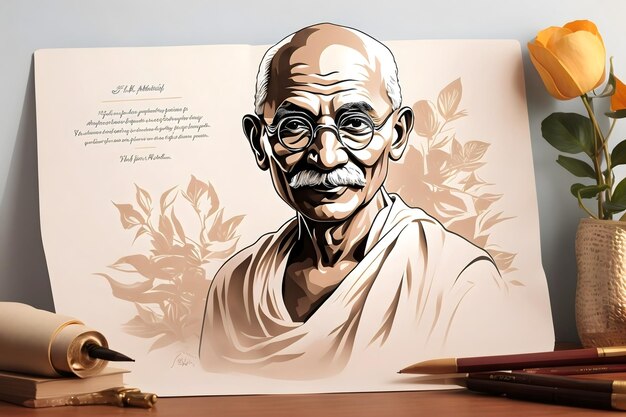 Foto ilustración de un mahatma gandhi