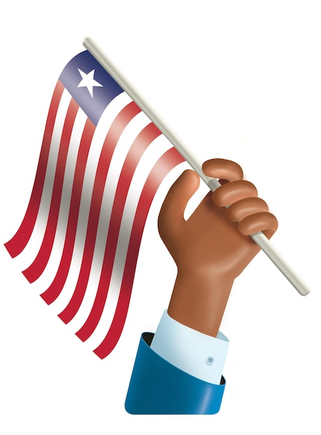 Foto ilustración de una mano agitando la bandera de liberia concepto del día de la independencia de liberia 26 de julio liberi