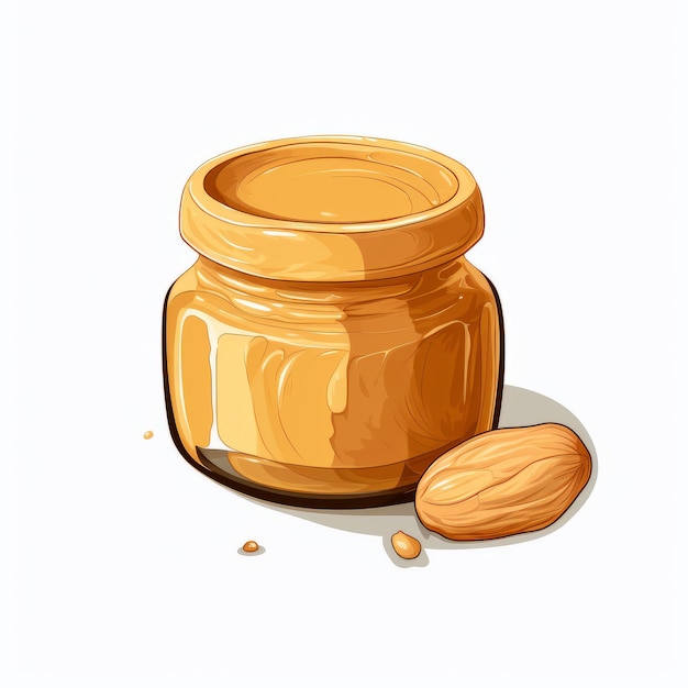 Ilustración de mantequilla de almendra dibujada a mano en estilo de barro esmaltado