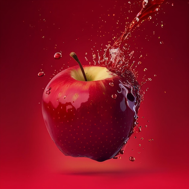 Ilustración de manzana con un chapoteo de agua