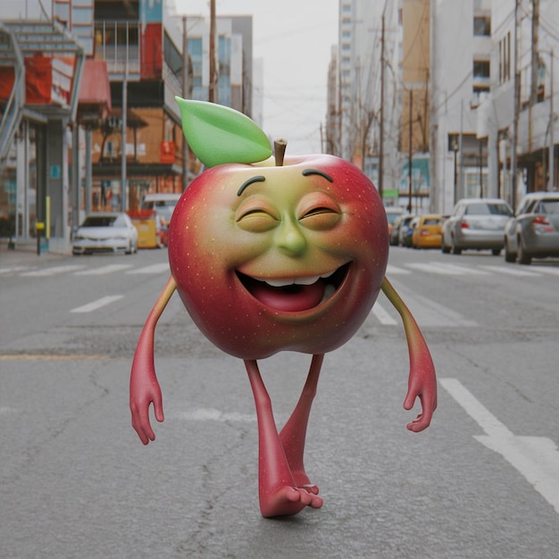 Ilustración de la manzana de dibujos animados en 3D