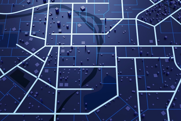 Ilustración de un mapa de la ciudad en 3D
