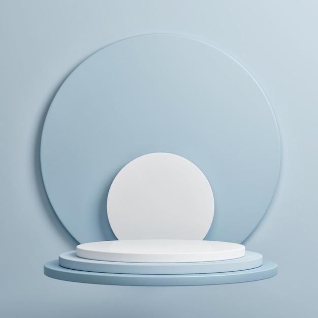 Ilustración de maqueta de podio geométrico para presentación de producto fondo azul ilustración 3d