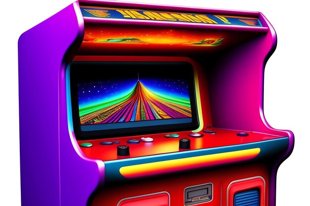 Ilustración de máquina arcade primer plano de los años 80