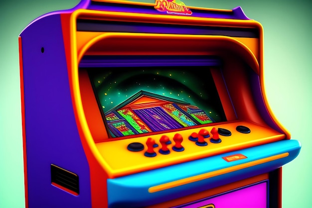 Foto ilustración de máquina arcade primer plano de los años 80