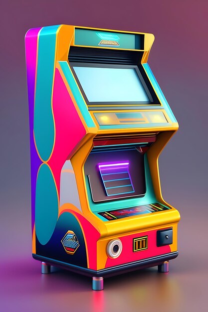 Foto ilustración de máquina arcade primer plano de los años 80