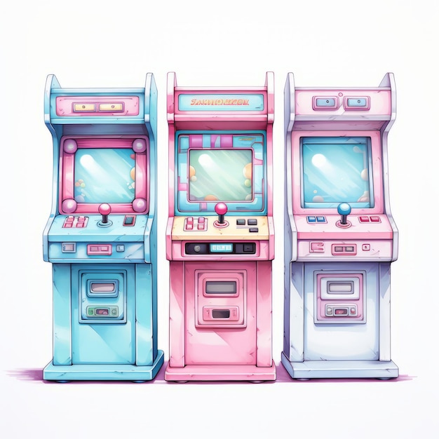 Ilustración de una máquina de arcade sobre un fondo blanco Pintura digital