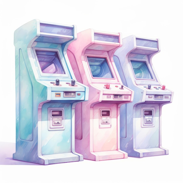 Ilustración de una máquina de arcade sobre un fondo blanco Pintura digital