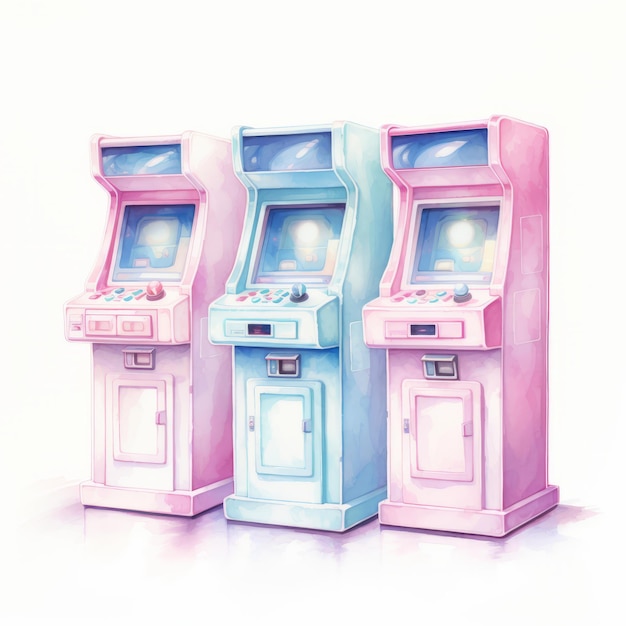 Ilustración de una máquina de arcade sobre un fondo blanco Pintura digital