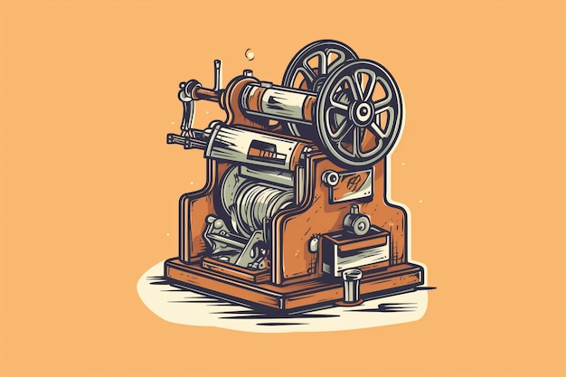 Una ilustración de una máquina de coser con un hilo grande.