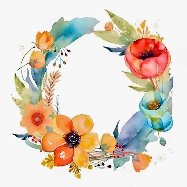 Ilustración de marco floral acuarela