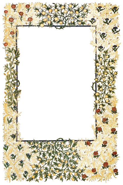 Ilustración de marco floral de época
