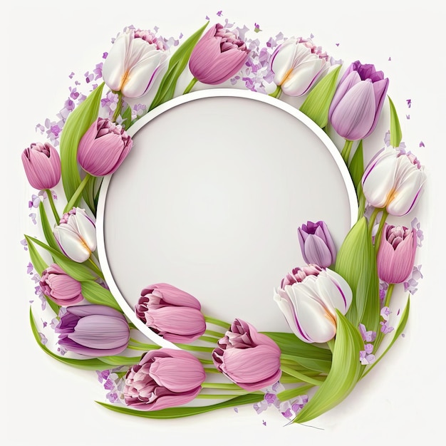 Ilustración de marco vacío floral natural AI generativo