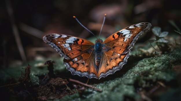 ilustración de una mariposa marrón en el bosque