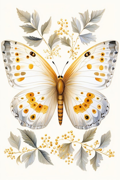 Ilustración de mariposa en oro blanco y negro ChatGPT