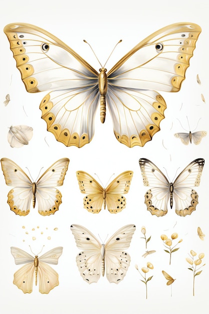 Ilustración de mariposa en oro blanco y negro ChatGPT