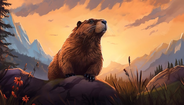 Ilustración de la marmota