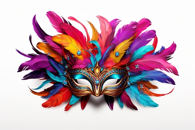 Ilustración para máscaras extravagantes de Mardi Gras colores brillantes aislados