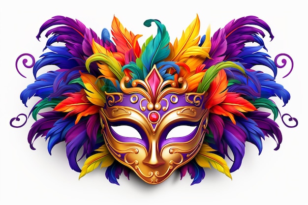 Ilustración para máscaras extravagantes de Mardi Gras colores brillantes aislados