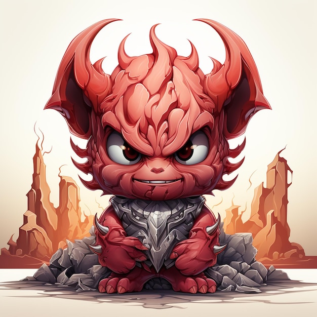 Ilustración de la mascota del monstruo del diablo
