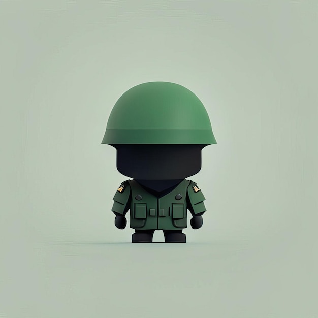 Foto ilustración de mascota soldado minimalista