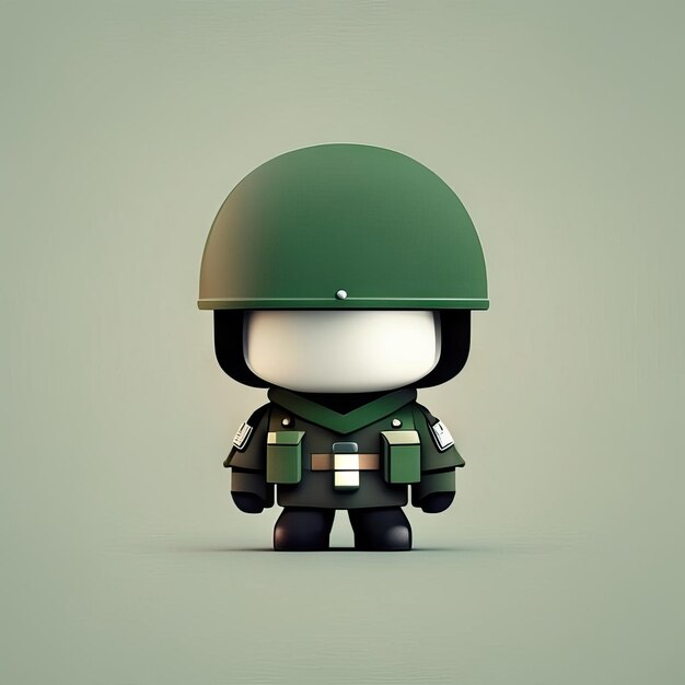 Ilustración de mascota soldado minimalista