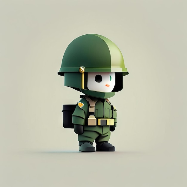 Foto ilustración de mascota soldado minimalista