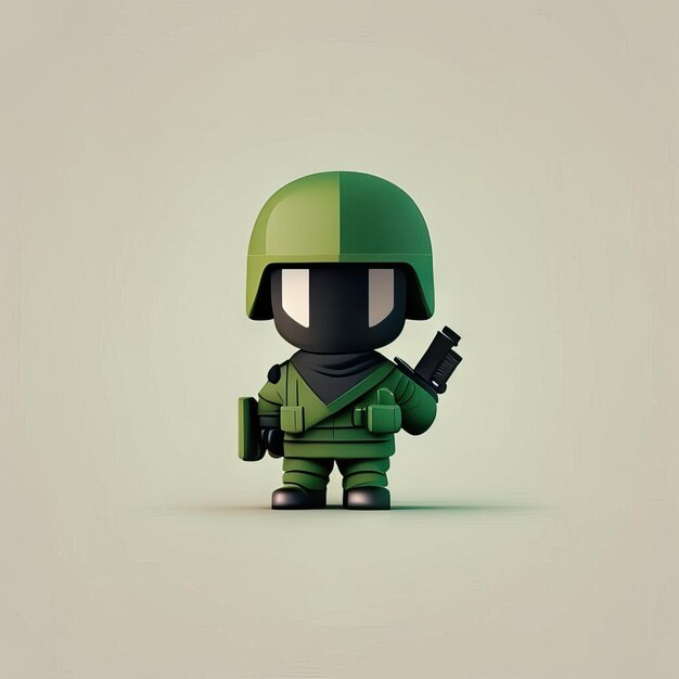 Foto ilustración de mascota soldado minimalista