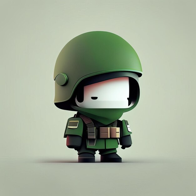 Foto ilustración de mascota soldado minimalista