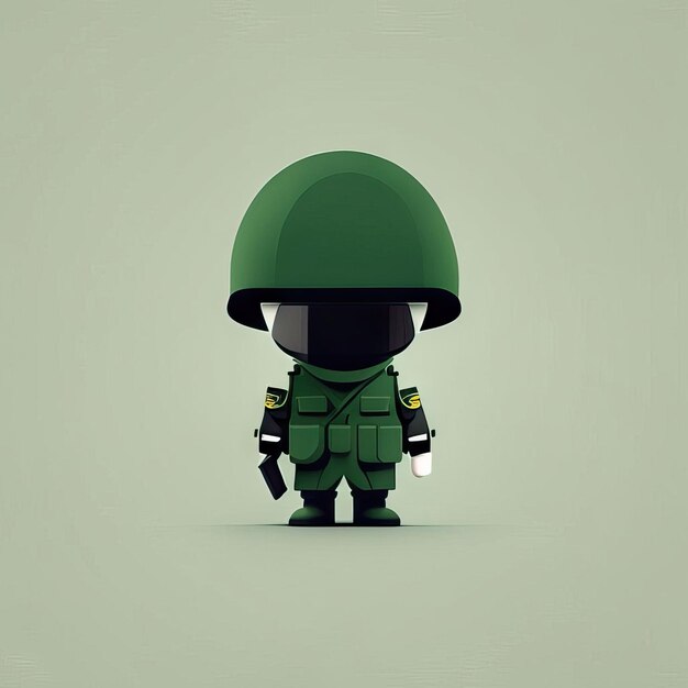 Foto ilustración de mascota soldado minimalista