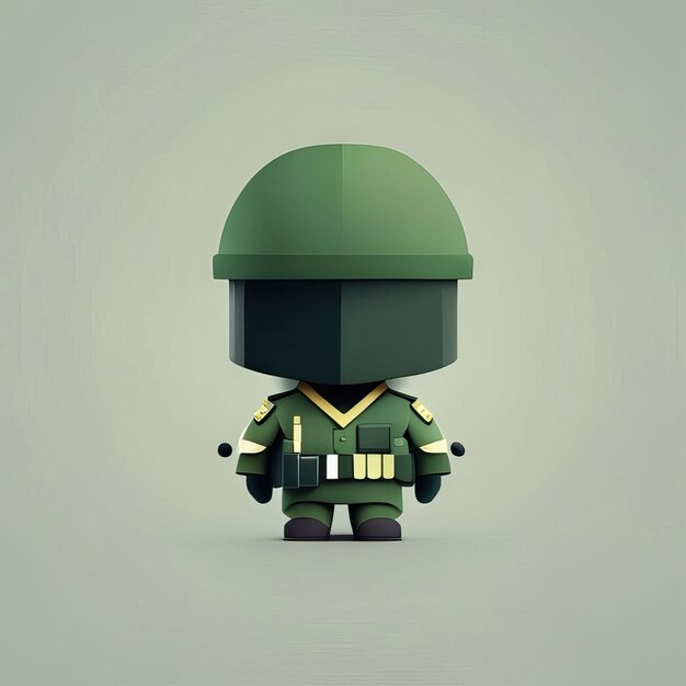 Foto ilustración de mascota soldado minimalista