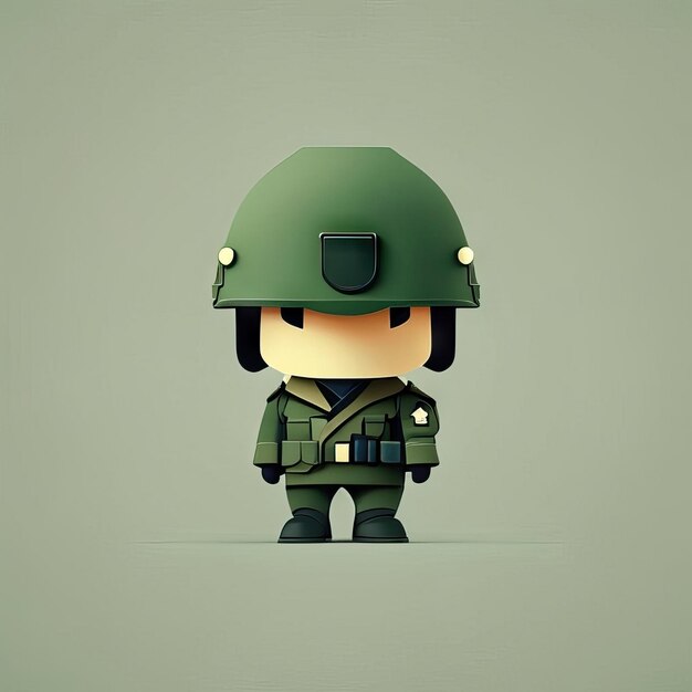 Ilustración de mascota soldado minimalista