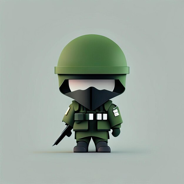 Foto ilustración de mascota soldado minimalista