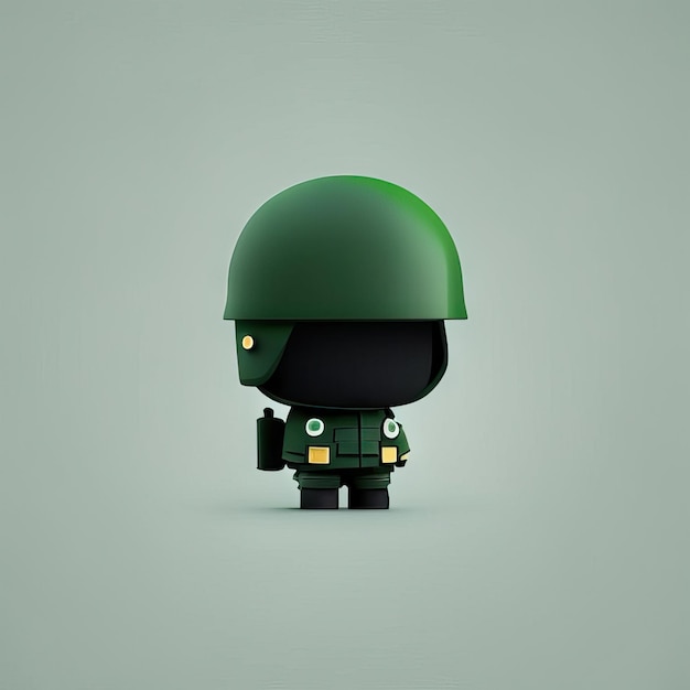 Foto ilustración de mascota soldado minimalista