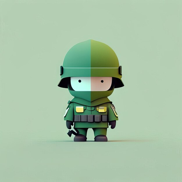 Foto ilustración de mascota soldado minimalista