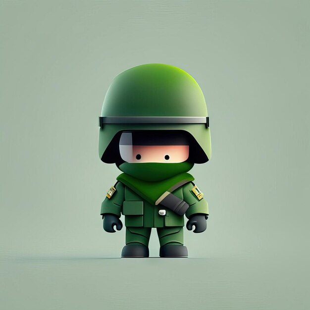Foto ilustración de mascota soldado minimalista