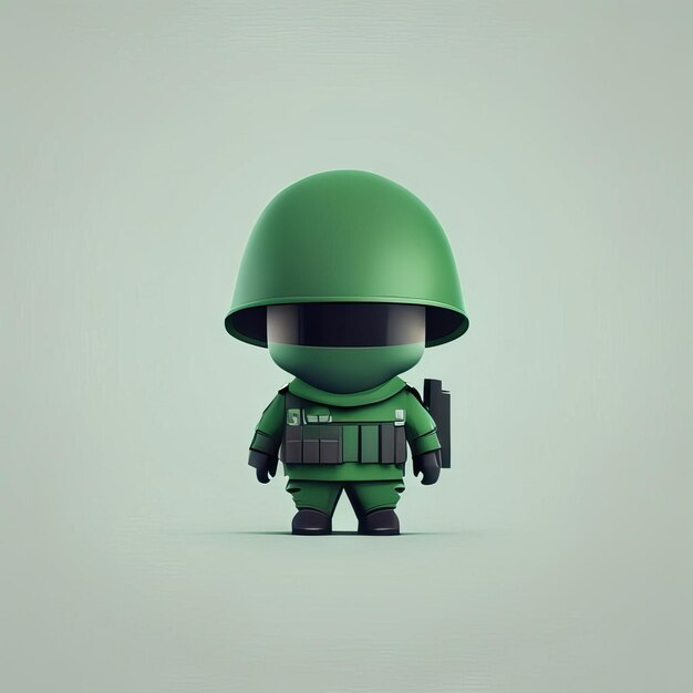 Foto ilustración de mascota soldado minimalista