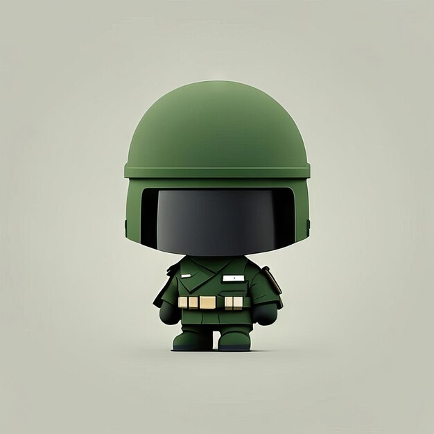 Foto ilustración de mascota soldado minimalista